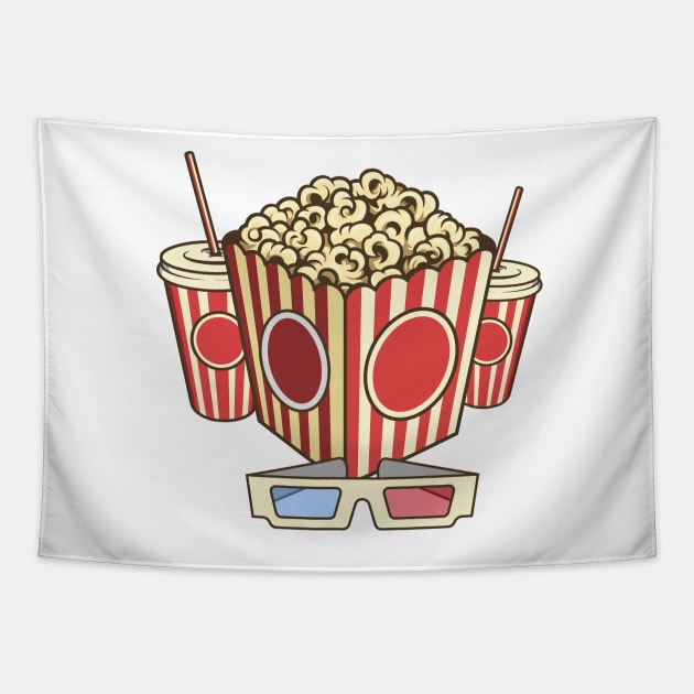 Popcorn Bag,Soda and 3D Glasses Tapestry by Islanr
