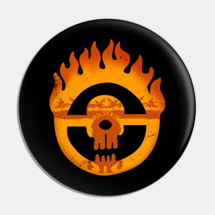 Cute 80s Apocalyptic Movie Flame Logo Pin