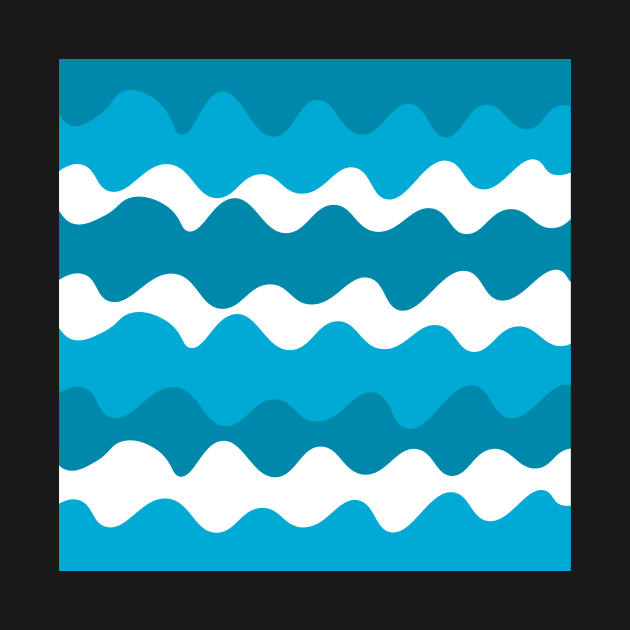 Blue and white horizontal waves pattern by Baobabprintstore