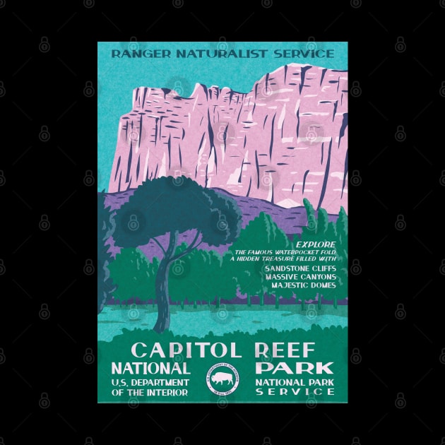 Capitol Reef National Park Vintage WPA Poster by JordanHolmes