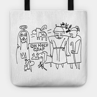 Ugly Christmas Oh Holy Crap Line Art Tote