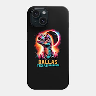 Dallas Texas Total Solar Eclipse 2024 T Rex Dinosaur Phone Case