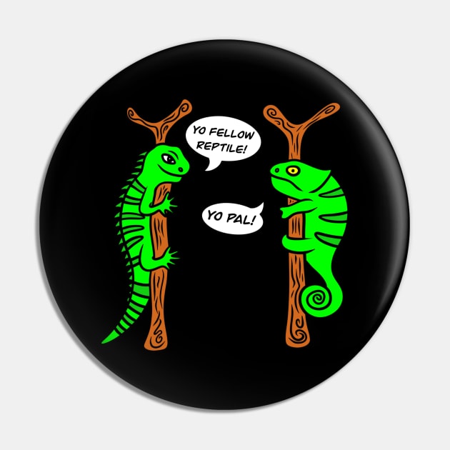 Funny Iguana and Chameleon Pin by Andrew Hau