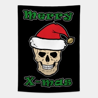 Merry X-mas Skull Tapestry