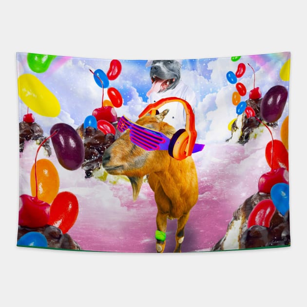 Cook Dog Riding Goat in Space Tapestry by Random Galaxy