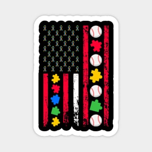 Autism Awareness Month American Sports Flag Baseball Magnet