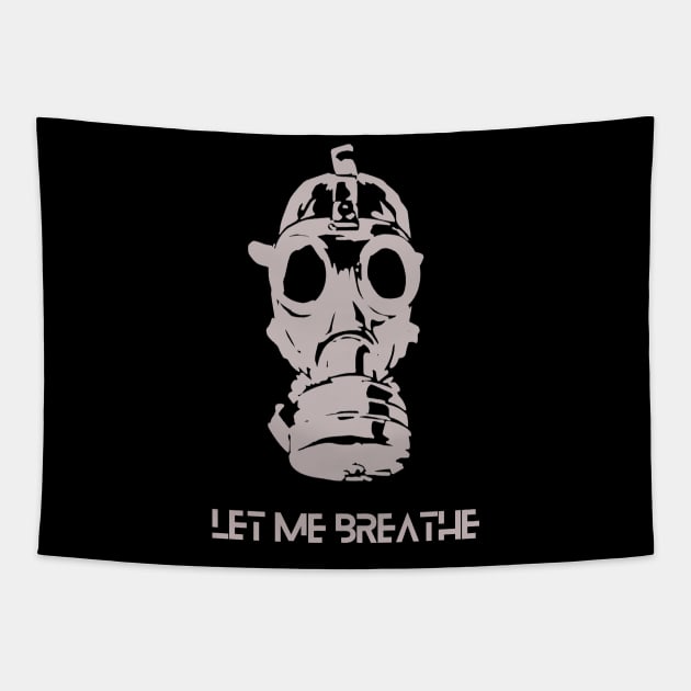 Let me breathe, gasmask future, climate crisis Tapestry by Teessential