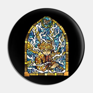 Anime Illustration Zenitsu Demon Slayer Stained Glass Style Pin