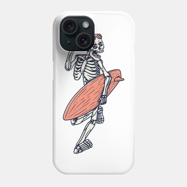 Surfing Skeleton Phone Case by OldSchoolRetro