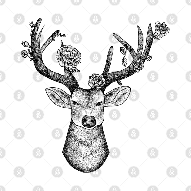 Floral Stag Illustration by ajillustration