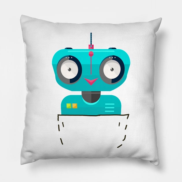 pocket robot Pillow by FromBerlinGift