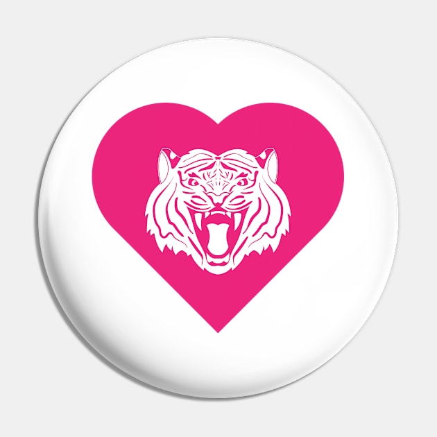 Tiger Mascot Cares Pink Pin by College Mascot Designs