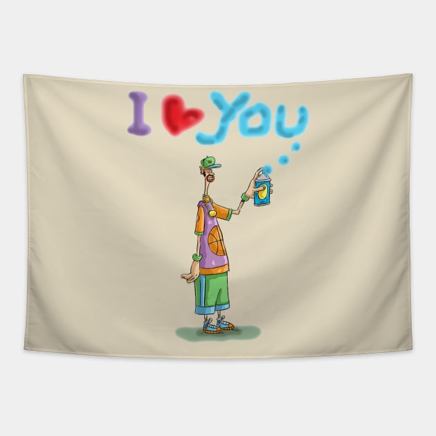 Happy Valentines Graffiti. A funny gift for Valentines. Tapestry by macccc8