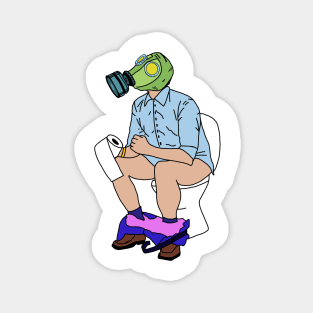 Funny man on the toilet with gas mask Magnet