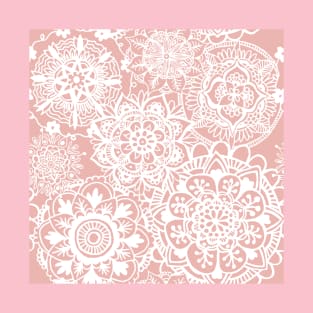 Pink and White Mandala Pattern T-Shirt