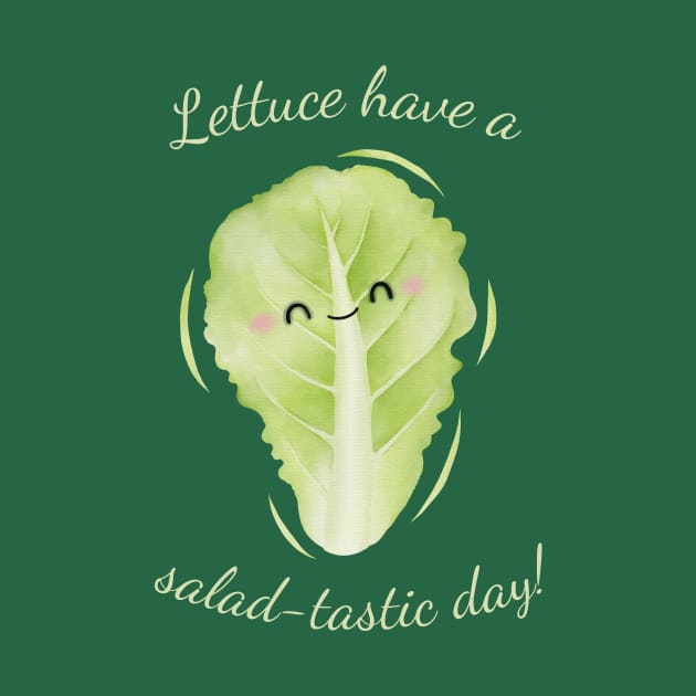 Lettuce Have A Salad-Tastic Day Cute Watercolor Lettuce Leaf by DesignArchitect