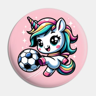 Cute Unicorn Playing Soccer Pin