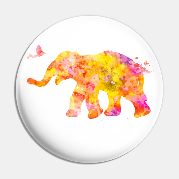 Yellow Baby Elephant Watercolor Painting Pin by Miao Miao Design