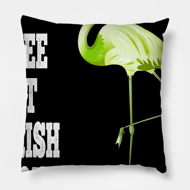 A Wee Bit Irish Today Flamingo St. Patrick's Day T-Shirt Pillow by BeHappy12