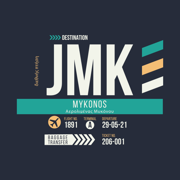 Mykonos (JMK) Airport Code Baggage Tag by SLAG_Creative