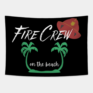 Fire crew on the beach Tapestry