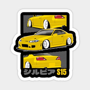 Yellow Nissan Silvia S15 Japanese Retro Magnet