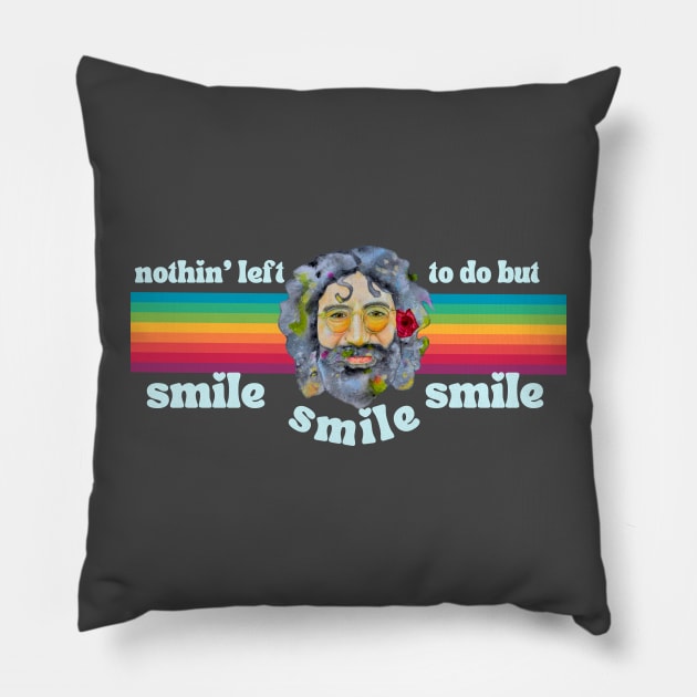 Rainbow Smile (for dark shirts) Pillow by karenpaytonart