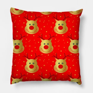 FUNNY Red Nose Reindeer Pattern Pillow