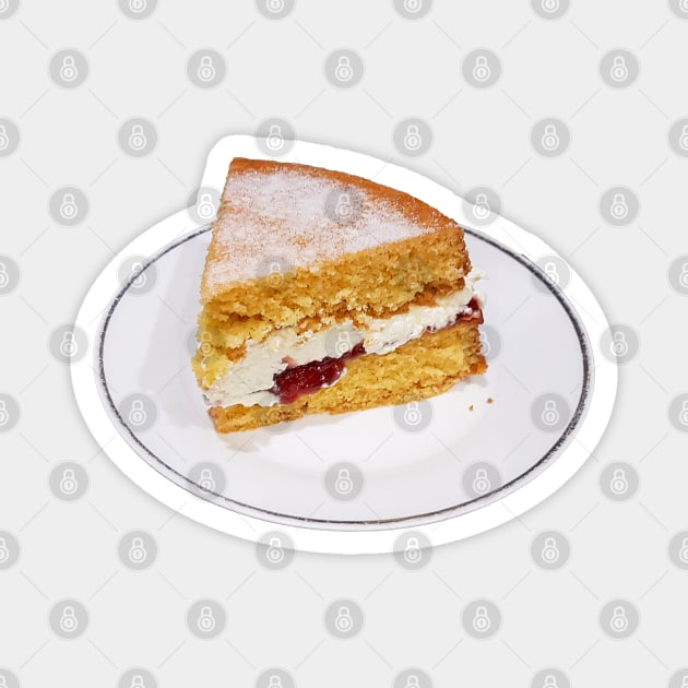 Sweet Food Victoria Sponge Slice of Cake Magnet by ellenhenryart