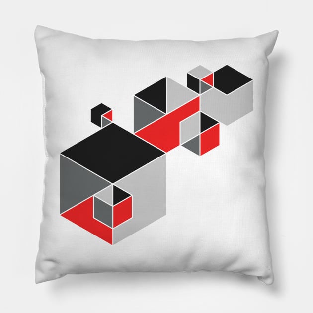 Red/Black/Grey Tangentoid Pillow by Kudden