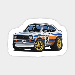 cartoon drawings of Ford Escort MK2 rally car Magnet