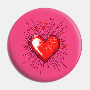 Valentines Day Exploding Red Heart Happy Valentines Day Pin