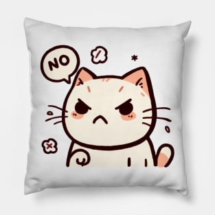 Angry Cat Saying No Pillow