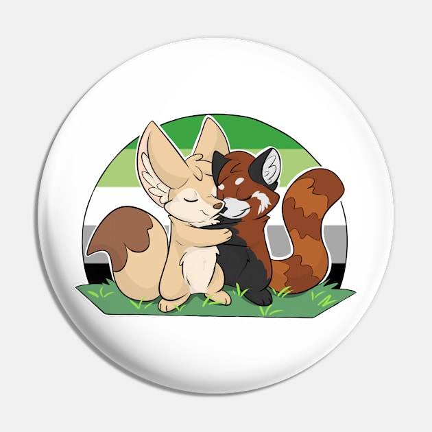 Aromantic - Fennec Fox + Red Panda Hug Pin by Fennekfuchs