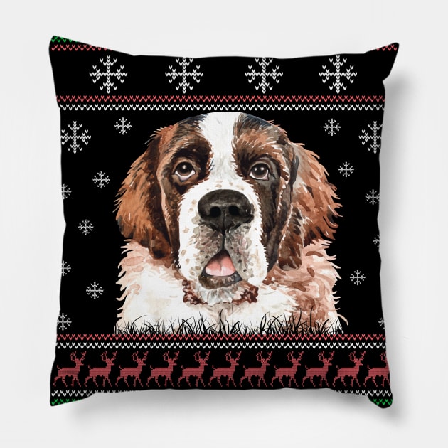 Cute Saint Bernard Dog Lover Ugly Christmas Sweater For Women And Men Funny Gifts Pillow by uglygiftideas