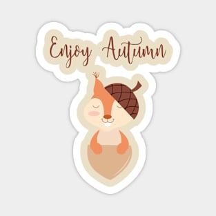 Little Squirrel Happy Autunm - Fall Begins Magnet