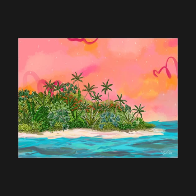 When You Weren't: a Tropical Island Abstract Illustration by AdrienneSmith.Artist