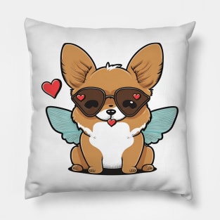 kawaii cute happy dog with butterfly wings Pillow