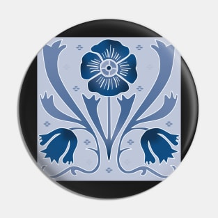 Art Nouveau floral pattern on light blue Pin