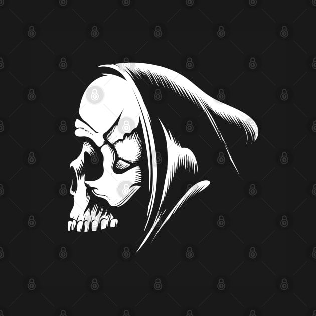 Skull in a Hood Emblem isolated on Black by devaleta