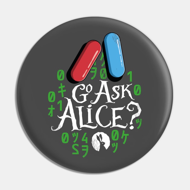 Matrix Go Ask Alice - Matrix - Pin | TeePublic