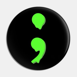 dripping/melting semicolon in neon green Pin