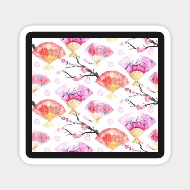 Sakura fan pattern Magnet by LittleNippon