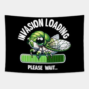 Cicada Invasion Loading Funny Cicada Summer Tapestry