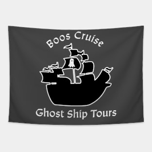 Boos Cruise Ghost Ship Tours Halloween Pirate Funny Humor Pun Tapestry