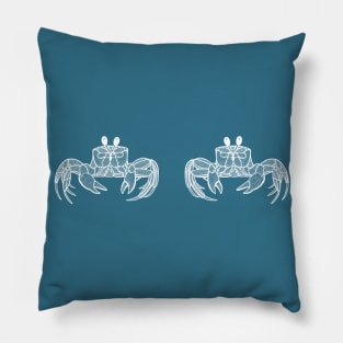 Ghost Crabs in Love - cute and fun animal design - on blue Pillow