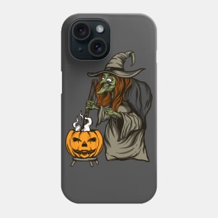 Halloween witch and pumpkin Phone Case