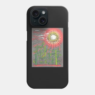 Cactus and sun vector illustration Phone Case