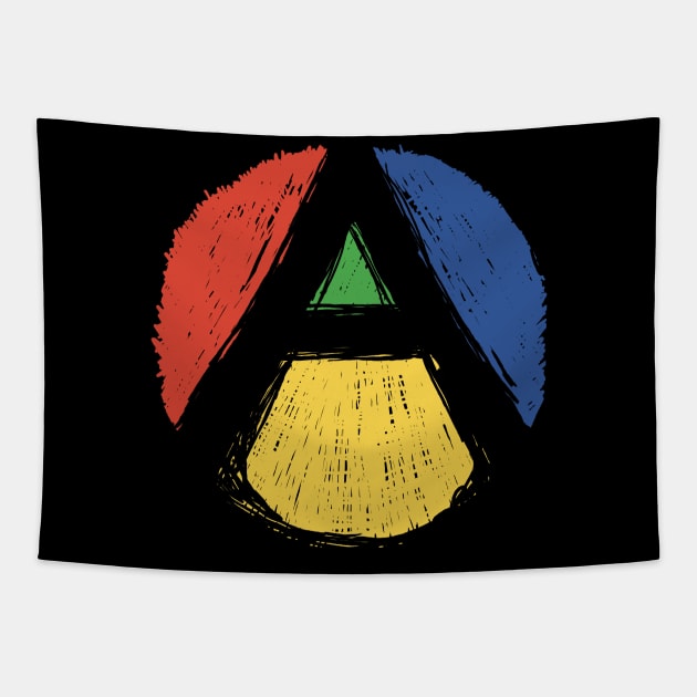 A for Anarchy, Colorful Circle Design Tapestry by Keleonie