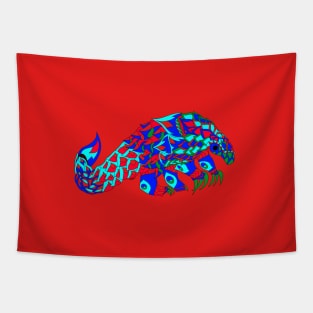 rainbow pangolin scaly anteater ecopop art Tapestry